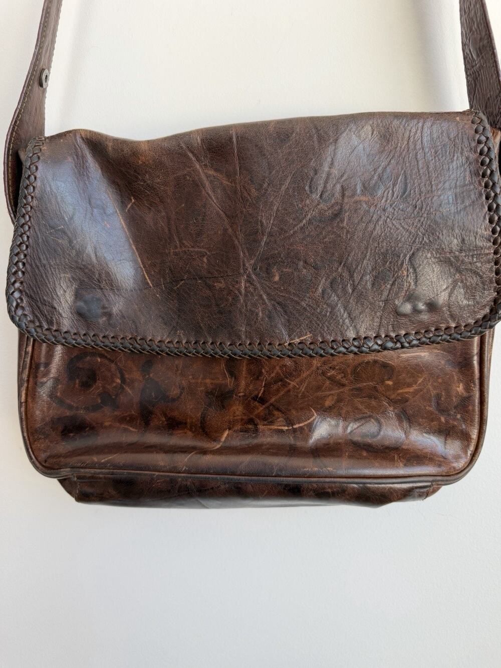 FRANCESCO ROSSIS ZURICH Vintage Bag Purse Brown LEATHER HANDBAG CROSSBODY